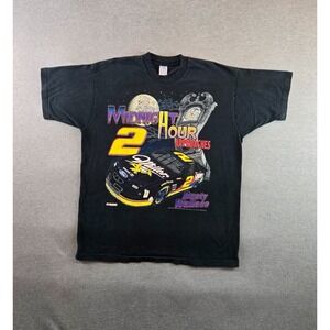 Vintage Rusty Wallace T Shirt Mens 2XL Black Graphic Dbl Sided Single Stitch 90s